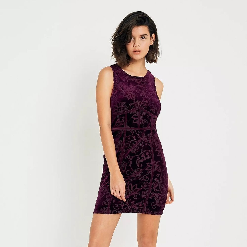 Intimately Free People Burnout Babe Velvet Bodycon Burgundy Dress Size Large UO